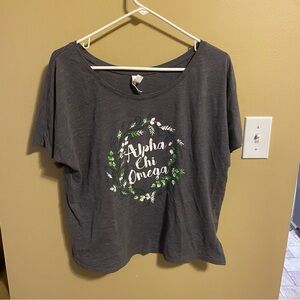 Alpha chi omega gray flowy shirt